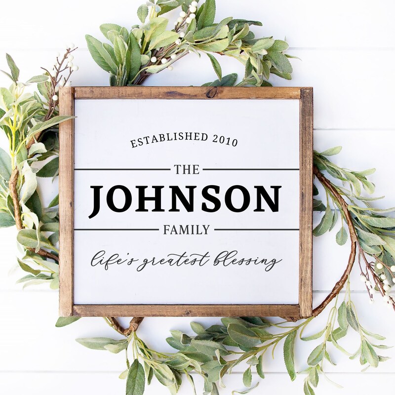 Personalized Family Last Name and Established Year Wood Sign, Family Name Sign, Family Housewarming Gift, Wedding Gift, Rustic Farmhouse